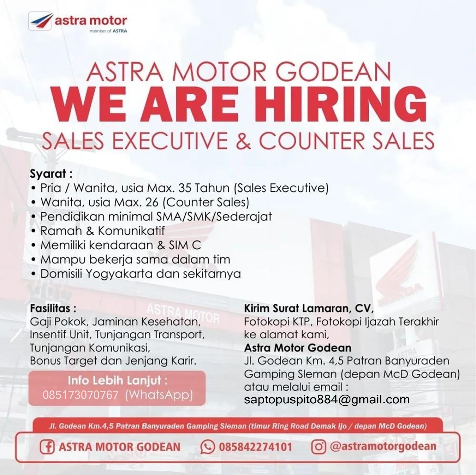 Lowongan Kerja Astra Motor Godean Sleman Mei 2024