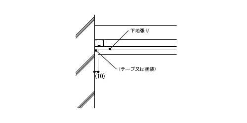 3-11-2　天井付き目地（壁打放しコンクリート下地）テープ又は塗装