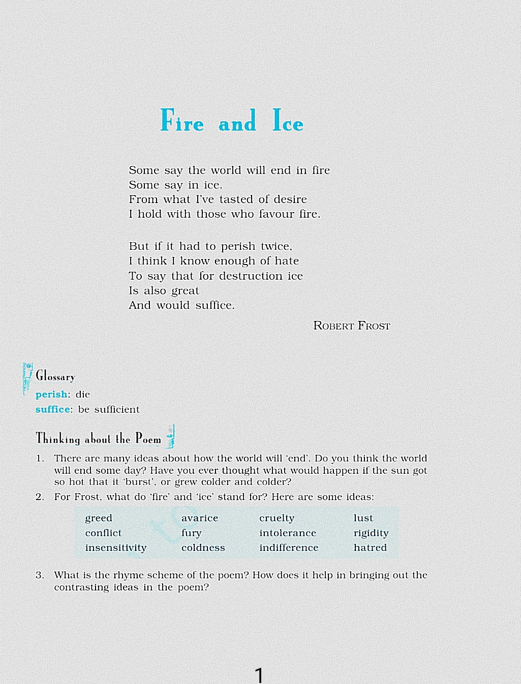 Edurankers Fire And Ice Ncert Solutions And Summary For Class 10