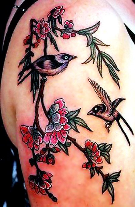 Cherry blossoms and tree tattoo. cherry blossom tree picture