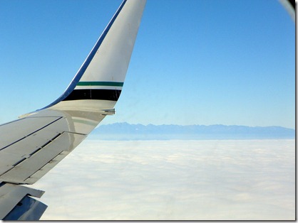 Mountain range above the clouds.