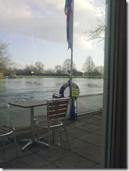 River Avon and pub veranda