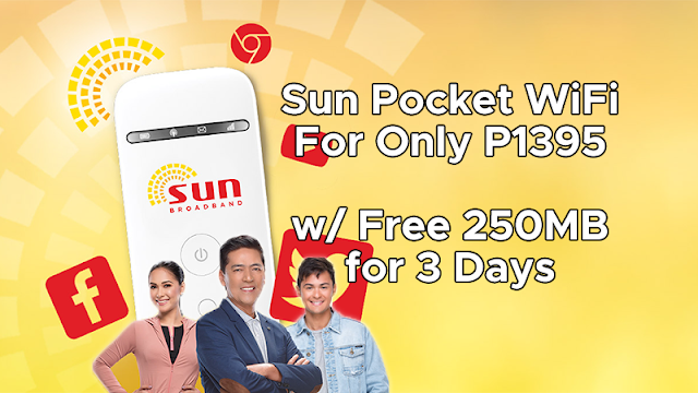 Sun Pocket WiFi Priced at Php1395 with FREE 250MB Data for 3 Days