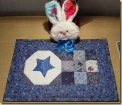 Blue scrap mug rug