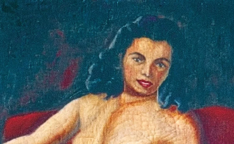 Detalle: La maja modern, Óleo/tela, in fecha, Col. Norma Rodríguez de Casals