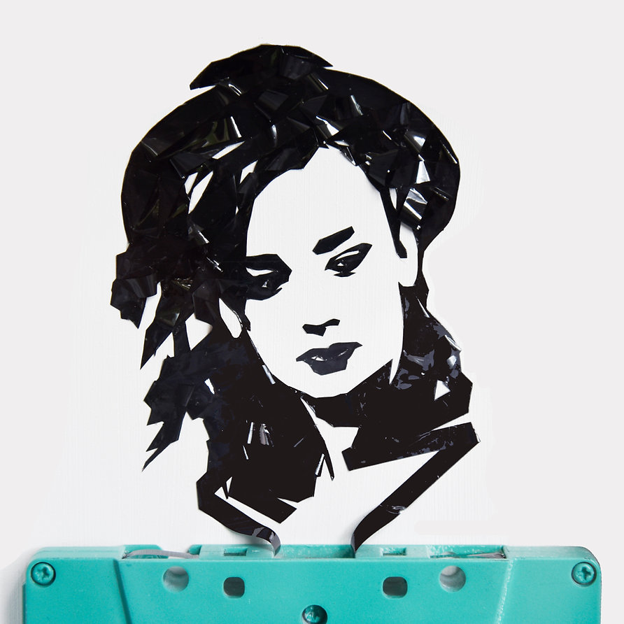 Erika Iris's tape art of famous musicians - Boy George