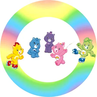 Care Bears Party, Toppers or Free Printable Candy Bar Labels.