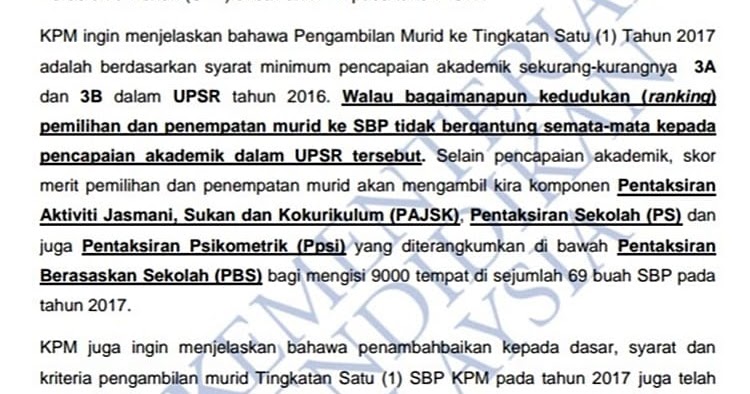Surat Rayuan Sekolah Berasrama Penuh - Selangor c