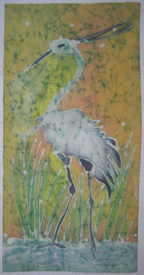 zorica, đuranić, batik, canvas, paintings, art, artistic, fauna, white, heron