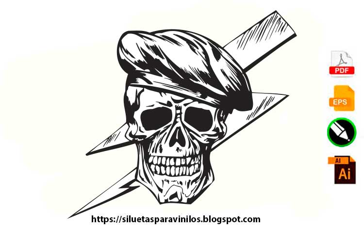 Silueta para vinilo calavera con rayo vector descargar gratis