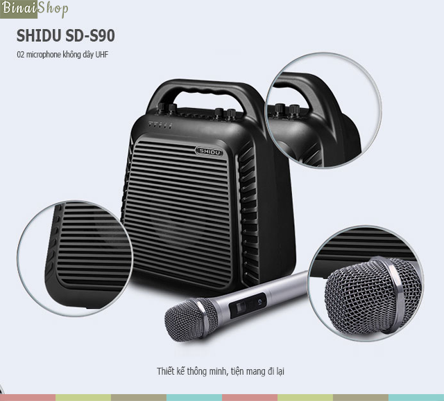 Loa kéo,máy trợ giảng 02 micro không dây SHIDU SD-S90 (UHF)