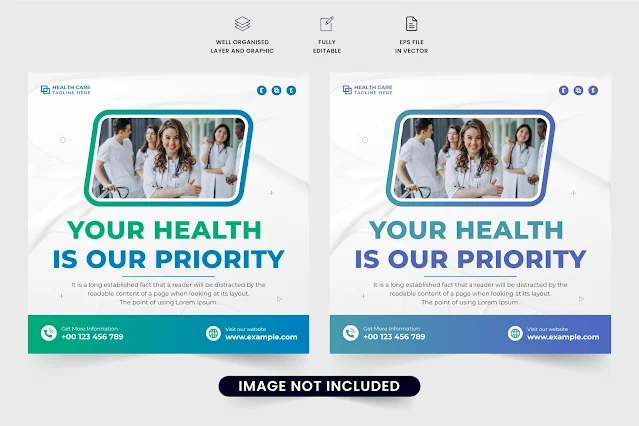 Healthcare poster template vector design free download