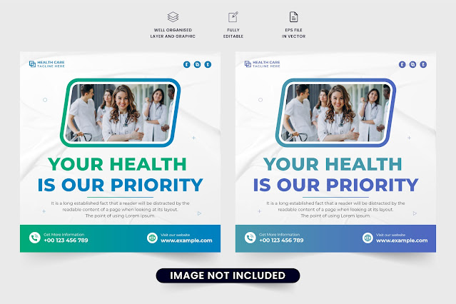 Healthcare poster template vector design free download