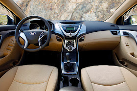 Two-tone (tan & black) interior of the 2011 Hyundai Elantra