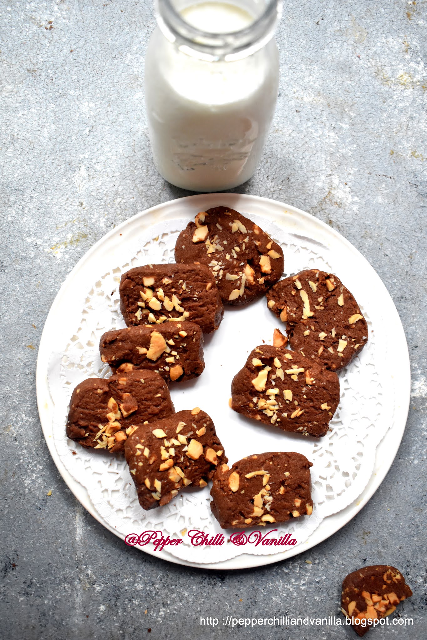 chocolate cashew cookies ,eggless  chocolate cashew cookies