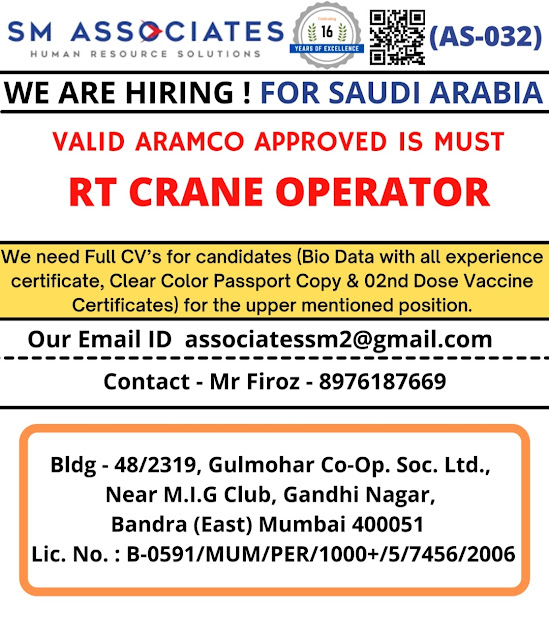 JOB OPENING FOR REPUTED & LEADING COMPANY KSA - LONG TERM SAUDI ARABIA