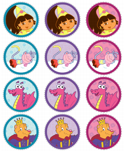 Dora Princesa: Toppers y Wrappers para Cupcakes para Imprimir Gratis.