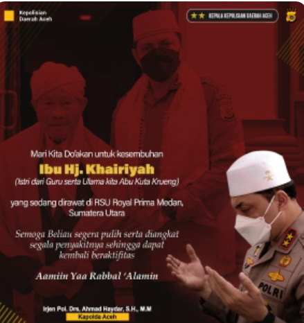 Do'a Dari Kapolda Aceh Untuk Kesembuhan Isteri Ulama Aceh