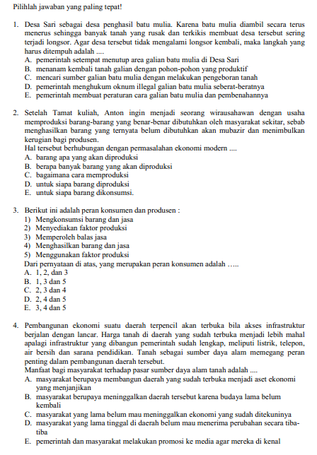 Soal Usbn Ekonomi Sma 2019 Dan Pembahasannya