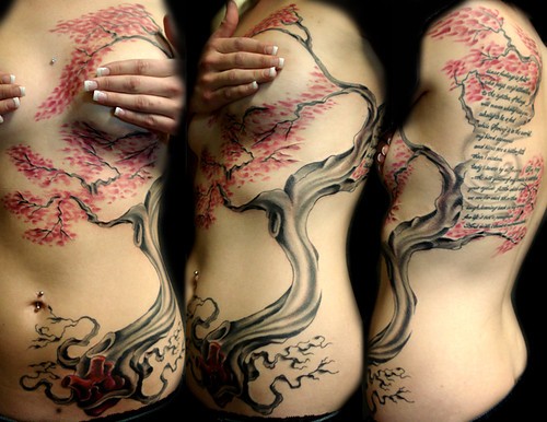 apple blossom tattoo. poetry tattoos. full back