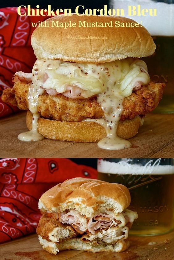 Chicken Cordon Bleu Sandwiches with maple Mustard Sauce