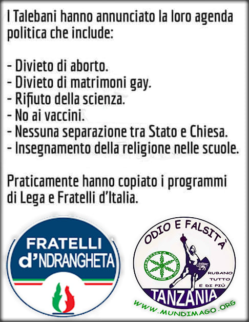 il Loro #Programma i #Talebani l'hanno #Rubato alla #Lega e #FdI