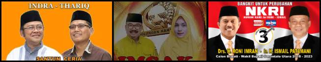 Tiga pasang calon Bupati dan wakil Bupati Kabupaten Gorontalo Utara (Gorut) 2018