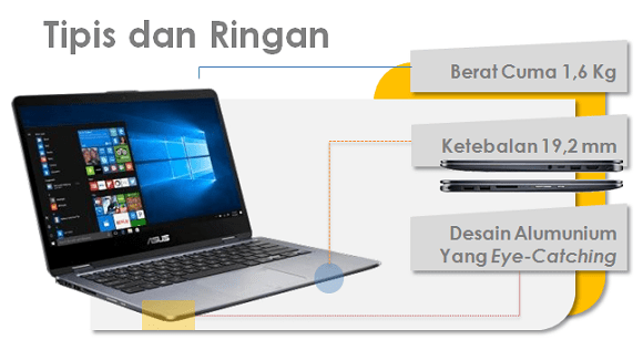 ukuran dan berat vivobook flip TP410