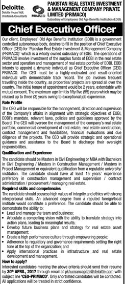 Private Jobs, Karachi, Chief Executive Officer, Chief Executive Officer Required in Pakistan Real Estate Investment company Private, 