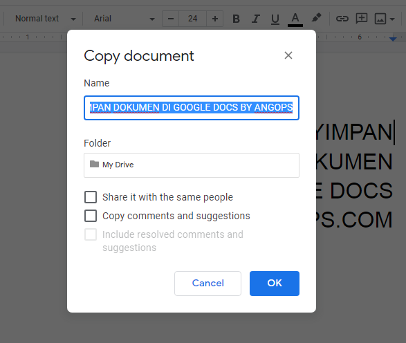 cara menyimpan google docs ke google drive