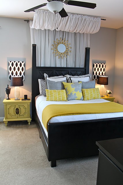 Yellow and Grey Master Bedroom