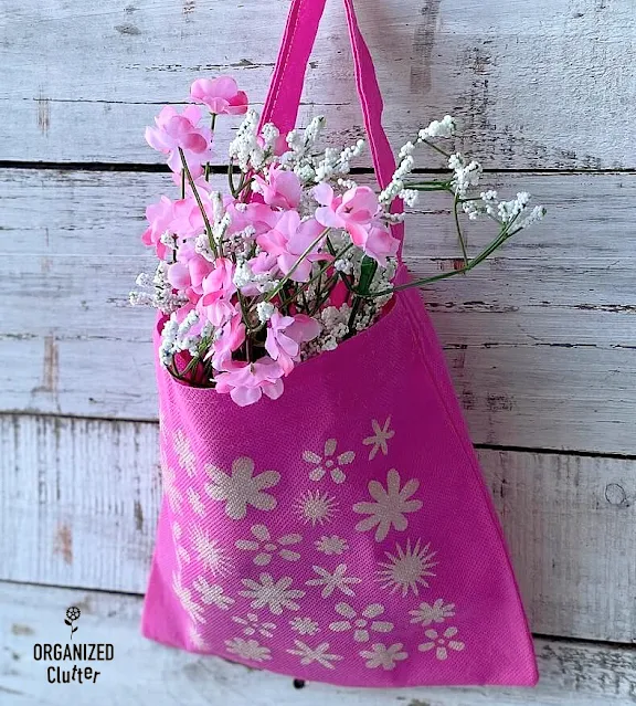 Dollar Tree Stenciled Floral Tote