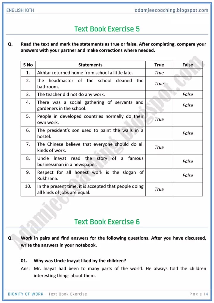 dignity-of-work-solved-book-exercise-english-10th