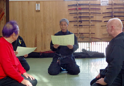 Hatsumi Sensei Awards Bujinkan Daishihan to Michale Glenn