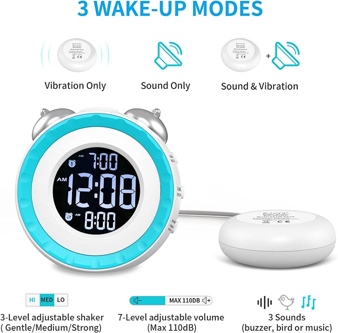 Loud Dual Alarm Clock with Bed Shaker