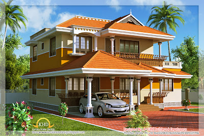 Kerala Style Duplex House Architecture -  177 Square Meter (1900 Sq. Ft) - December 2011