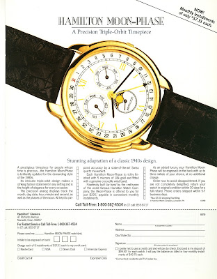 1989 Hamilton MoonPhase Watch Old Magazine Ad