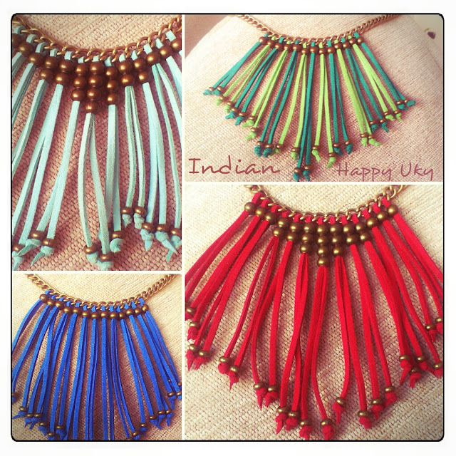 Collar Indian Happy Uky antelina colores verano  summer 