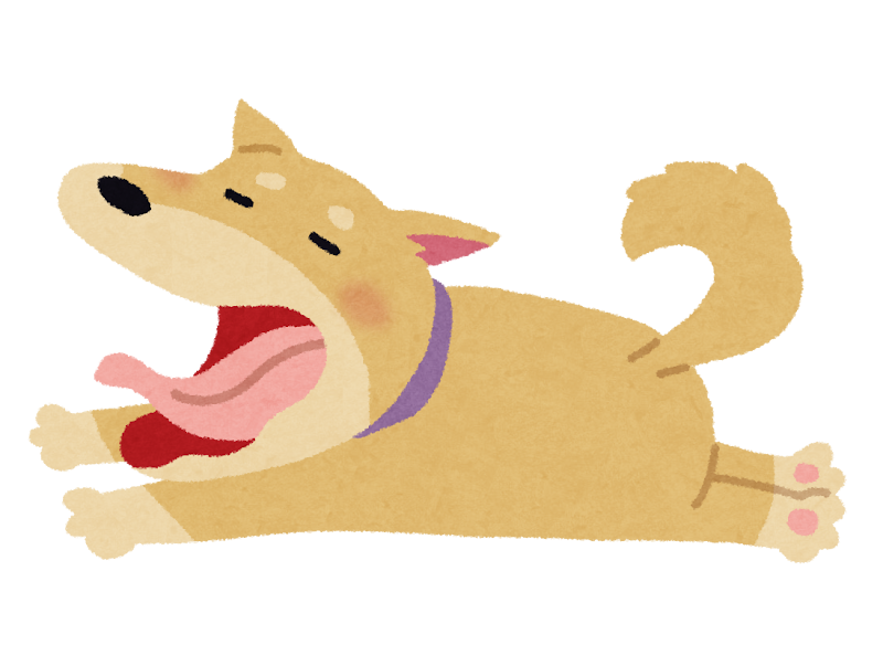 無料イラスト かわいいフリー素材集 あくびをしている犬のイラスト