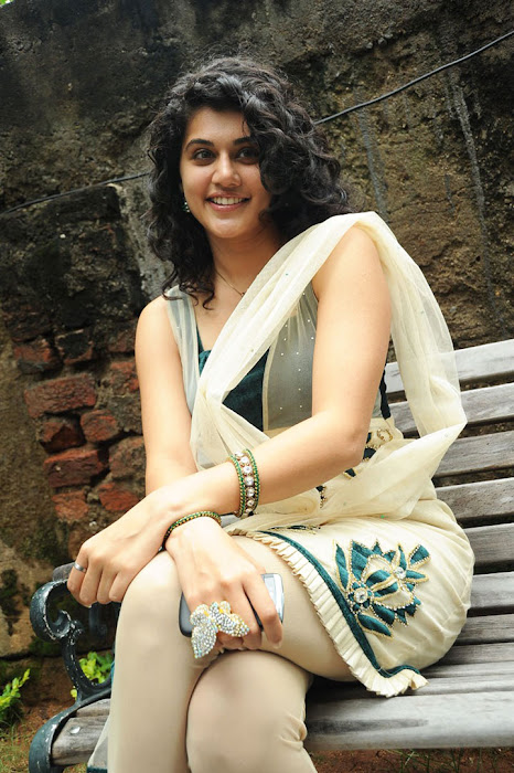 Tapsee in Cream Transparent and tight Churidar Dress Exposing her milky thighs latest photos