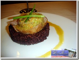 Manikan's ponkan glazed pork medallions in black rice & Asian slow on the side