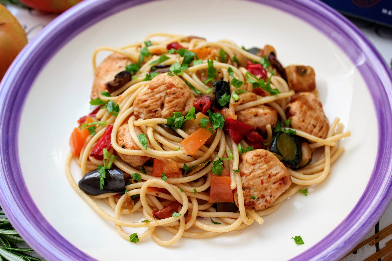 Espaguetis integrales con pollo y verduras, Create Recipes