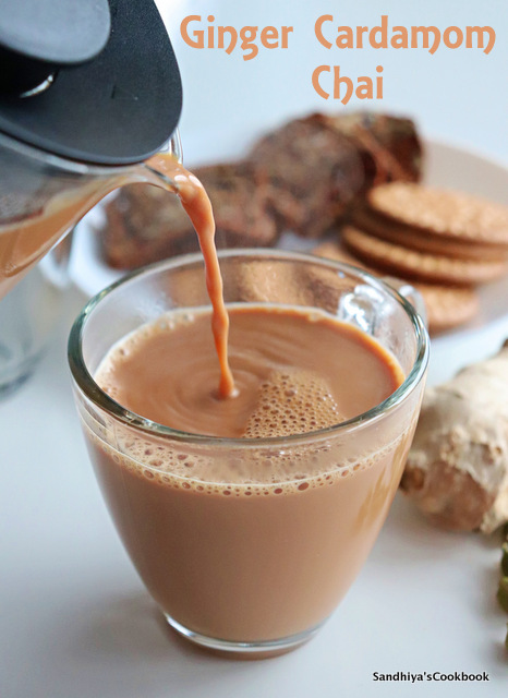 Pouring hot chai in a glass