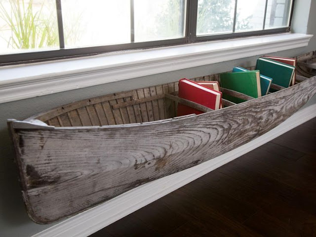 Nautical Decorating ideas Boat shelf for books, Joanna Gaines unconventional Art