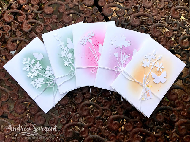 Here is a set of In Colour Note Cards featuring the Quiet Meadows bundle from Stampin' Up. There is a coordinating Note Card Holder, created without cutting or gluing, just scoring and folding. So cute.