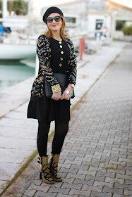 Roberto Botticelli sequin ankle boots, Asos golden bracelet, Marc by Marc Jacobs Hobbes cardigan, Fashion and Cookies, fashion blogger