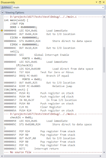 example project using volatile modificator (assembler code)