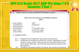 Rpp K13 Revisi 2017 Smp Ipa Kelas 7 8 9 Semester 2 Dan 1