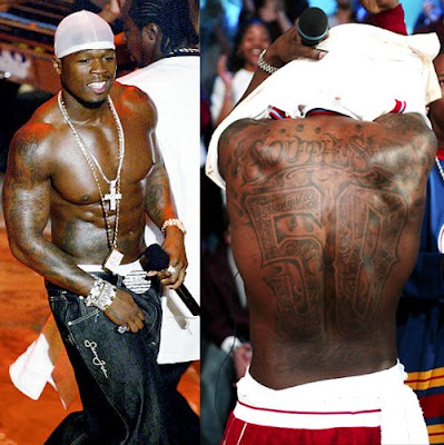  "Gangsta" and “Cold World” and “G-unit” included within. 50 Cent Tattoos