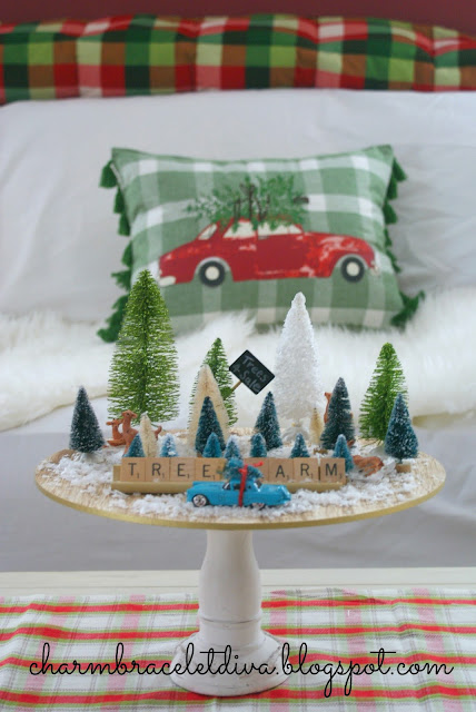 cake stand wooden charger vintage Christmas Tree Farm